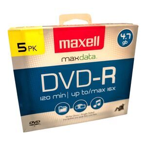 6X Maxell DVD R16x6 4.7 GB Bank Media Disk 5 Pack Brand New Sealed